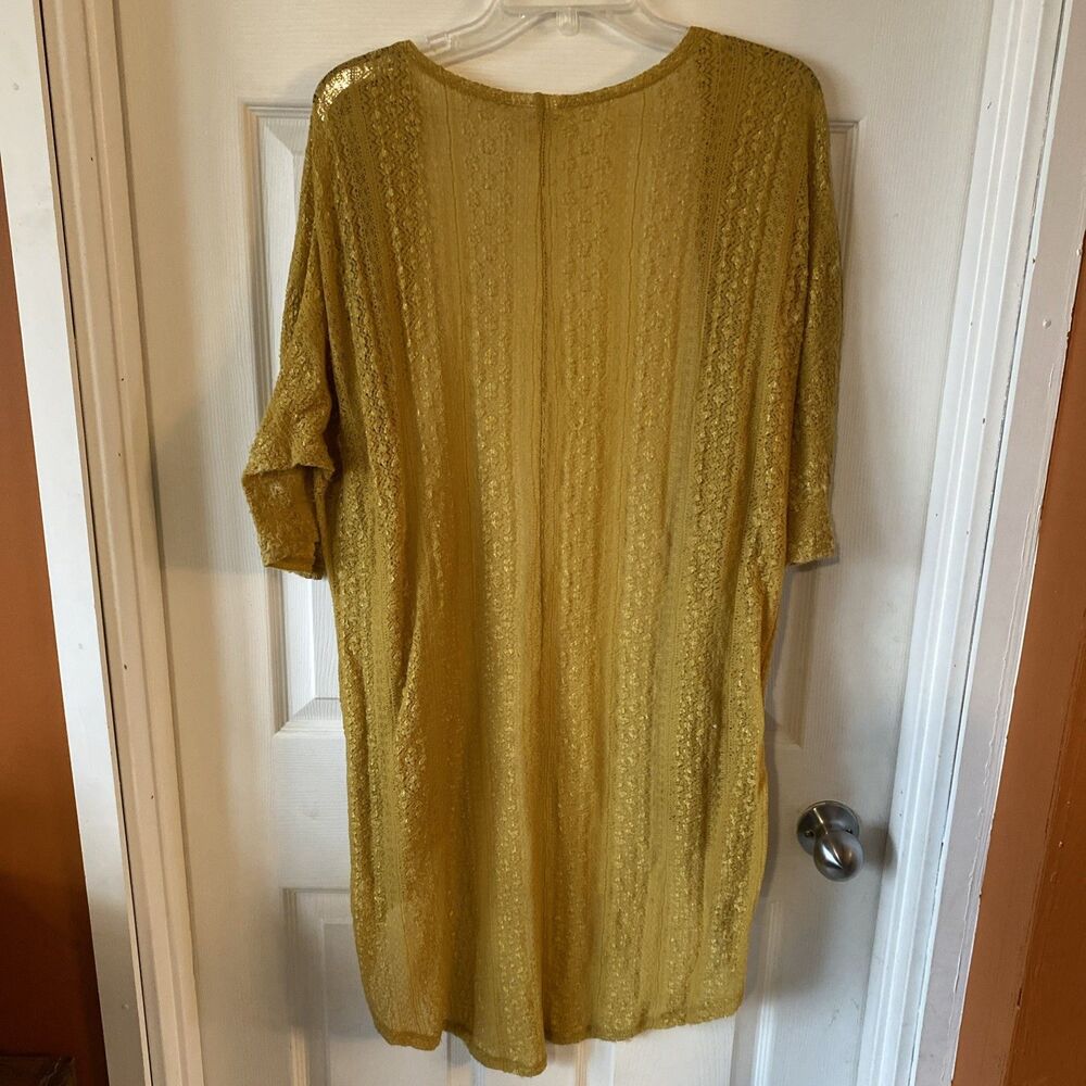 Lularoe Beach Cover Up Women’s Size Medium Yellow Ochre Open Front - Picture 6 of 10